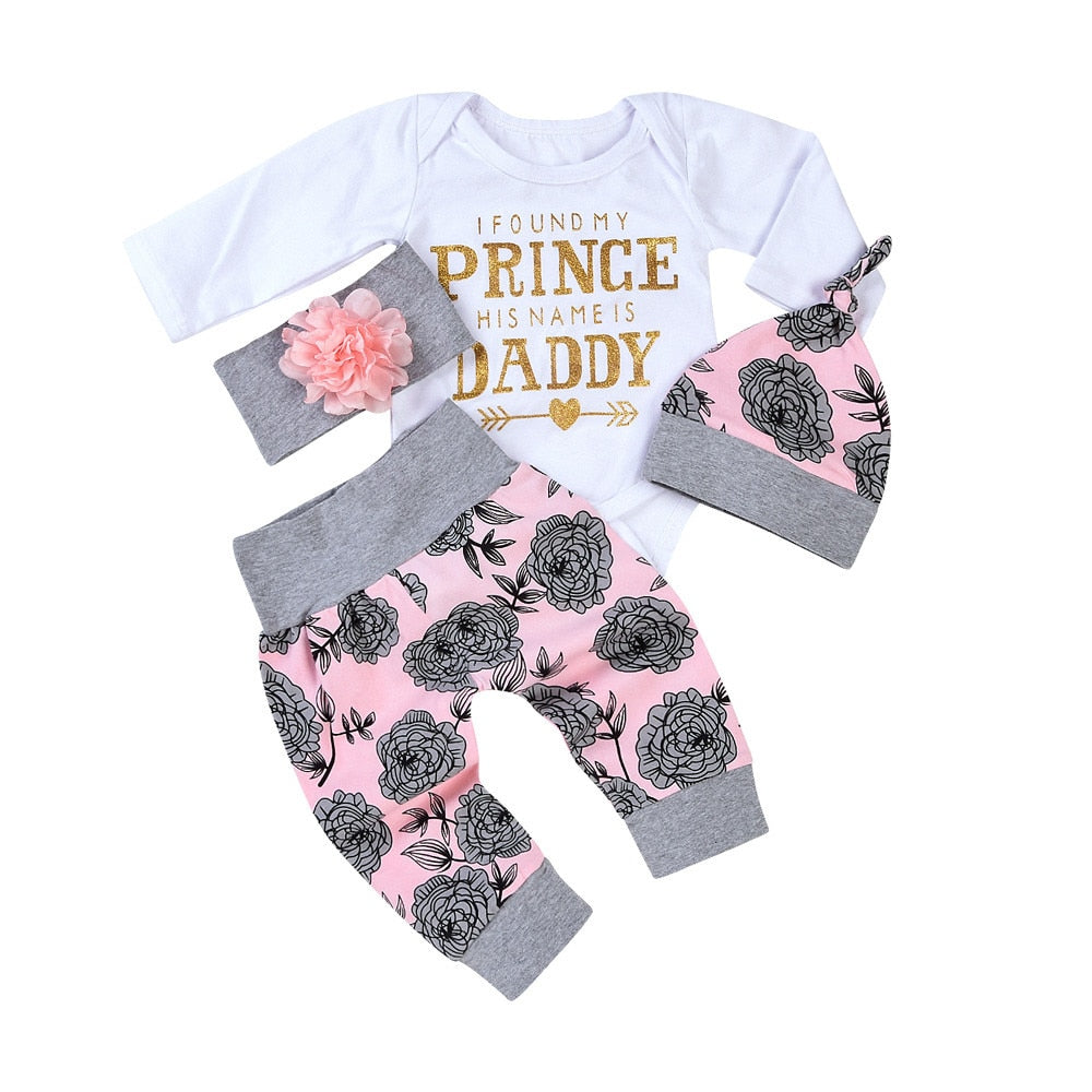 Baby Girl Romper 4pc Set | Daddy's Girl