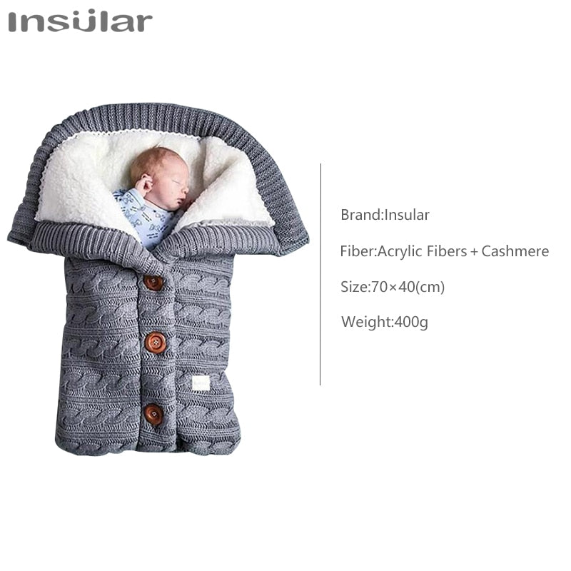 Winter Baby Sleeping Bag | Stroller Knitted Sleep Sack | Newborn Knit Wool Swaddling Blanket