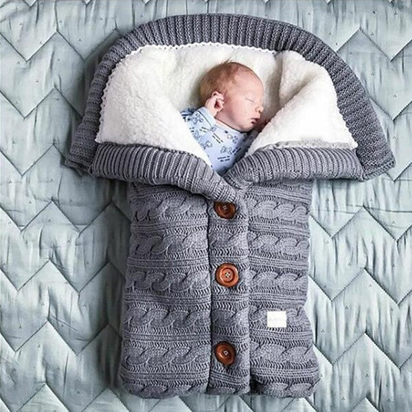 Winter Baby Sleeping Bag | Stroller Knitted Sleep Sack | Newborn Knit Wool Swaddling Blanket