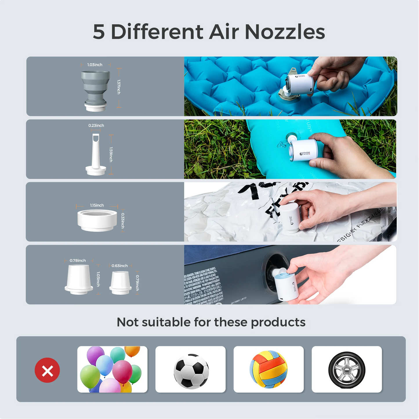 FLEXTAILGEAR | Tiny Portable Air Pump | Camping Backpacking Equip | Quick Inflate Deflate | Rechargeable for Hiking/Float/Air Bed | Unique Christmas Gift