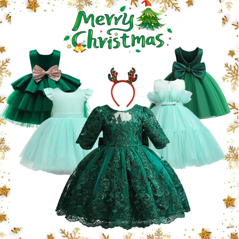 LittleDoveBabyGreenHolidayDresses
