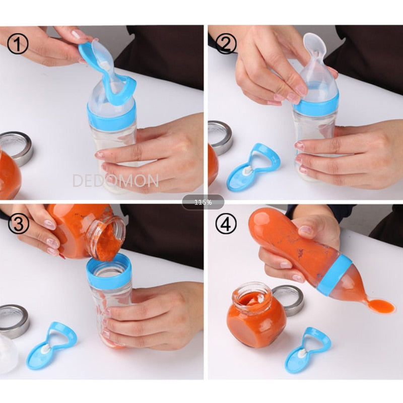 Training Spoon | Rice Cereal & More | Homemade Baby Food | Silicone Safe Design