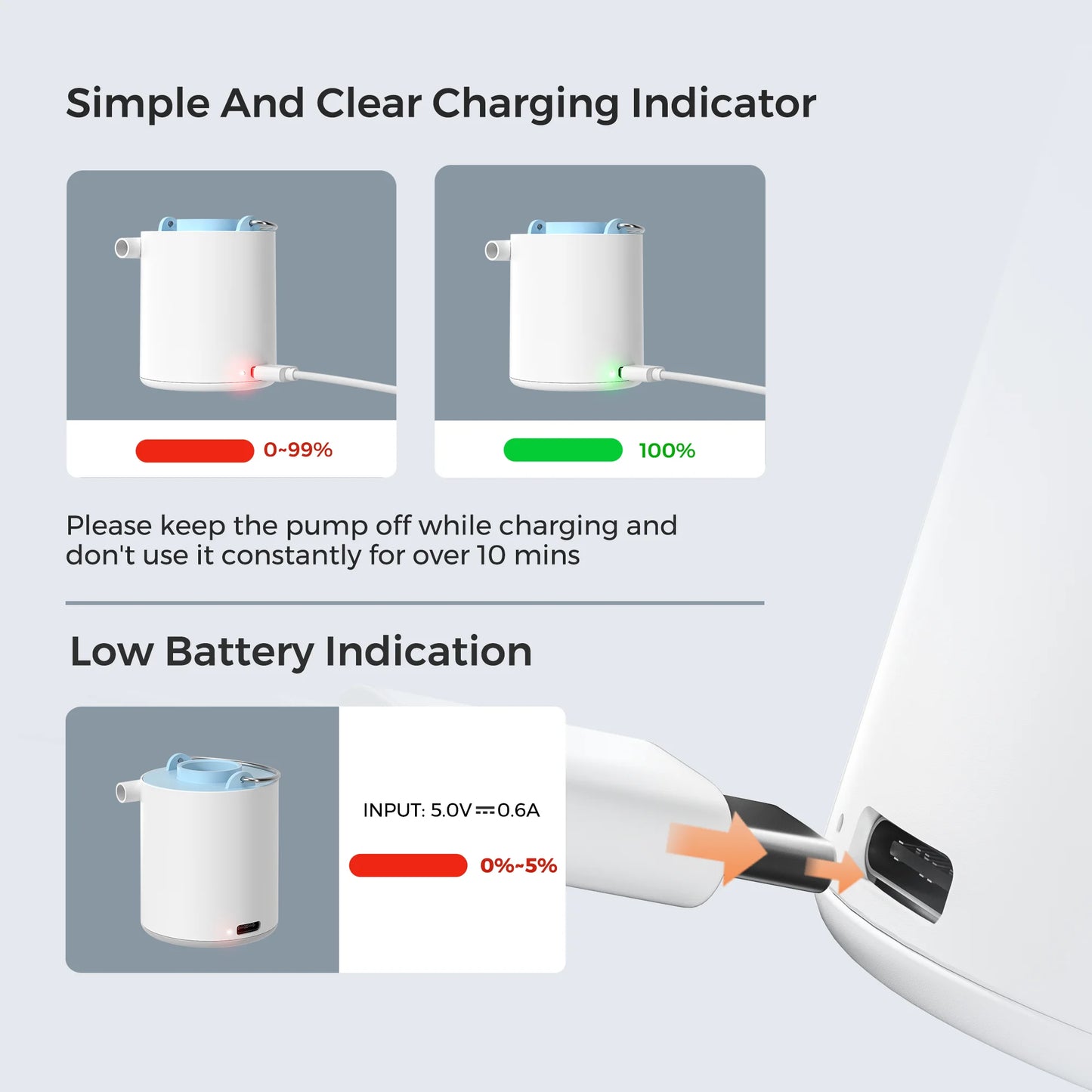 FLEXTAILGEAR | Tiny Portable Air Pump | Camping Backpacking Equip | Quick Inflate Deflate | Rechargeable for Hiking/Float/Air Bed | Unique Christmas Gift