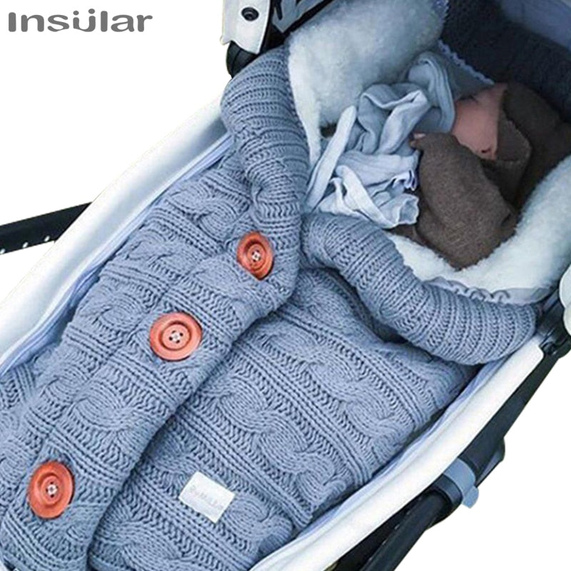 Winter Baby Sleeping Bag | Stroller Knitted Sleep Sack | Newborn Knit Wool Swaddling Blanket
