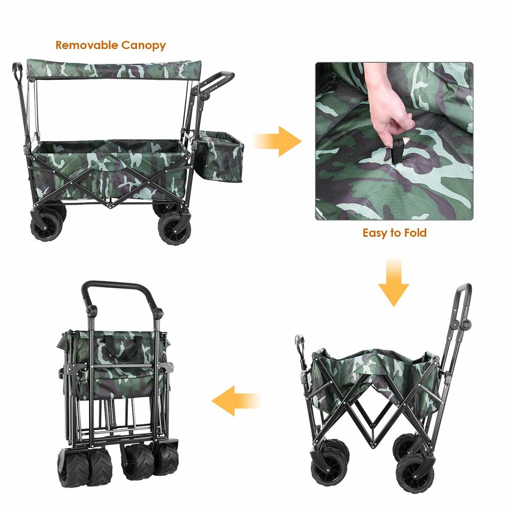 Folding Wagon with Canopy and Rear Storage