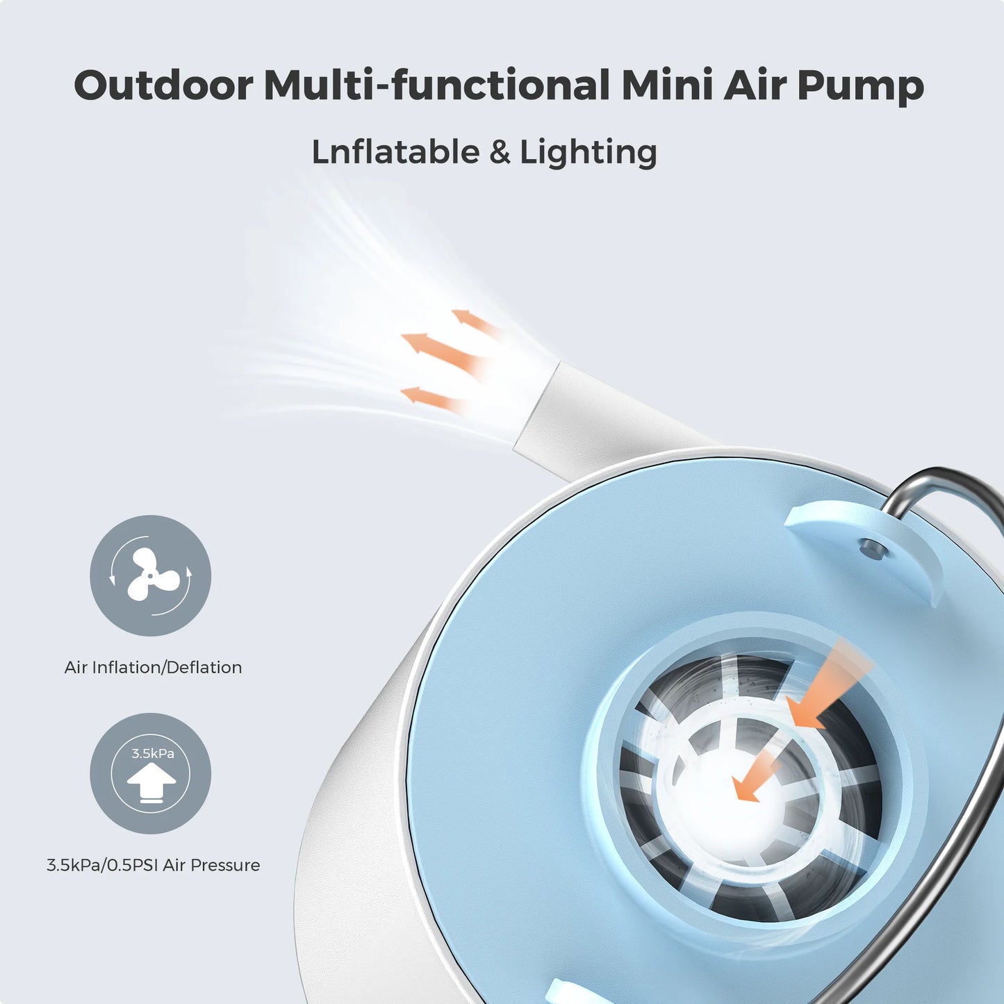 FLEXTAILGEAR | Tiny Portable Air Pump | Camping Backpacking Equip | Quick Inflate Deflate | Rechargeable for Hiking/Float/Air Bed | Unique Christmas Gift