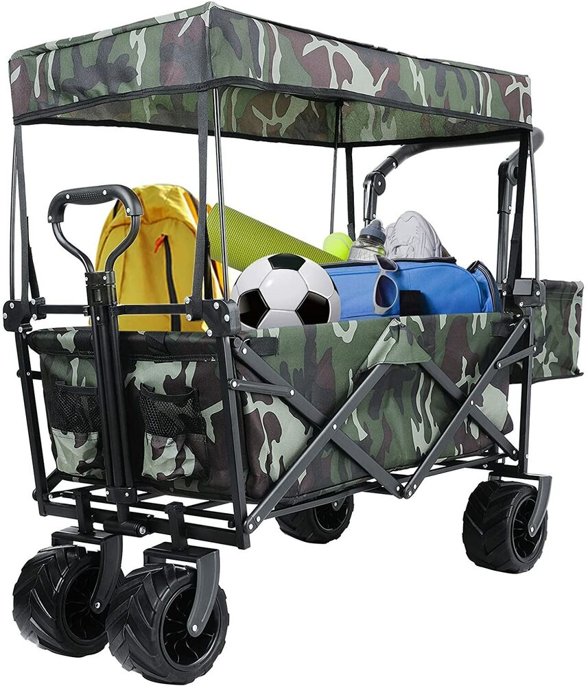 Folding Wagon with Canopy and Rear Storage