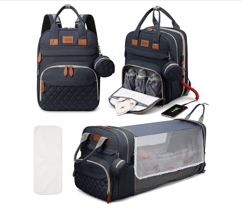 Ultimate Mommy Bag: 3-in-1 Portable Baby Bed, Changing Pad, and Diaper Bag