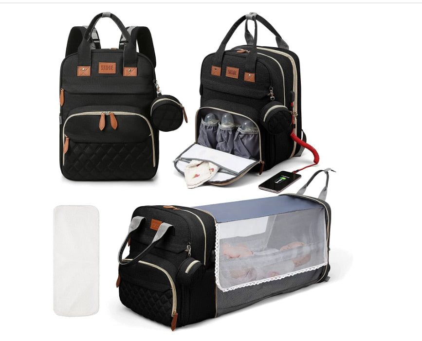 Ultimate Mommy Bag: 3-in-1 Portable Baby Bed, Changing Pad, and Diaper Bag