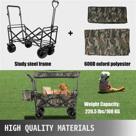 Folding Wagon with Canopy and Rear Storage