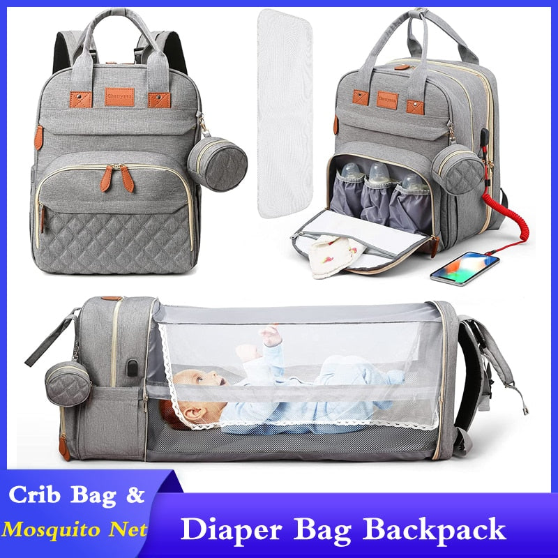 Ultimate Mommy Bag: 3-in-1 Portable Baby Bed, Changing Pad, and Diaper Bag
