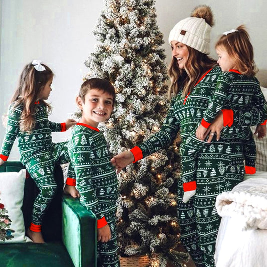 2023 Christmas Family Pajamas Set | Green Matching Print