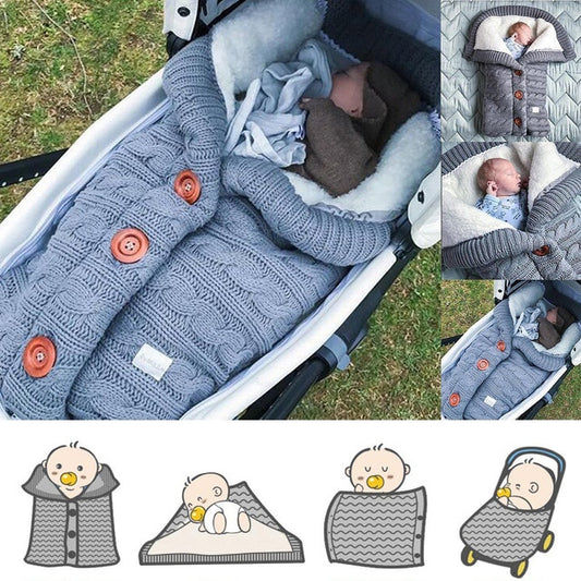 Winter Baby Sleeping Bag | Stroller Knitted Sleep Sack | Newborn Knit Wool Swaddling Blanket