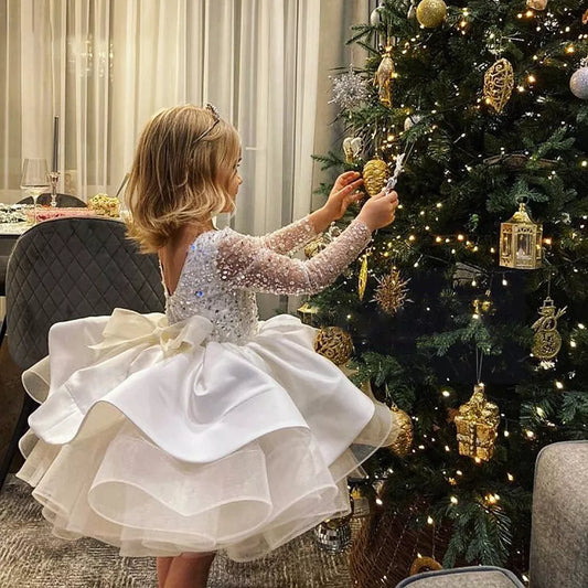 Formal Long Sleeve Sequin Dress | Wedding | Christmas | Holiday